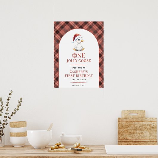 One Jolly Goose Modern First Birthday Welcome Sign Poster (Küche)
