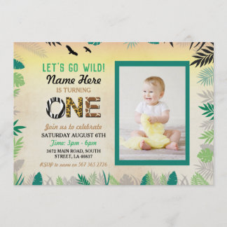 One Jungle 1. Geburtstag Party Safari ZOO Foto Einladung