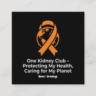 One Kidney Club Gesundheitsvertretung & Planetbewu Quadratische Visitenkarte