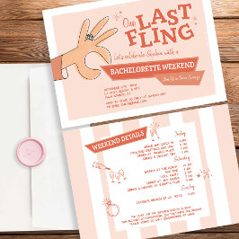 "One Last Fling" Retro Bachelorette Mitte des Jahr Einladung
