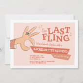 "One Last Fling" Retro Bachelorette Mitte des Jahr Einladung (Vorderseite)