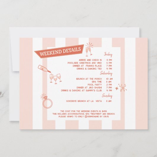 "One Last Fling" Retro Bachelorette Mitte des Jahr Einladung (Rückseite)