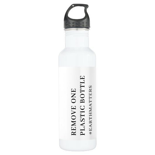 One Less Plastic Save The Planet Eco Modern Design Edelstahlflasche (Vorderseite)