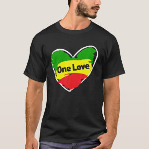 One Liebe Heart Jamaican Flag T Shirt