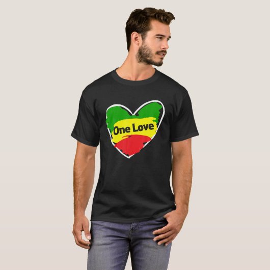 One Liebe Heart Jamaican Flag T Shirt (Vorne ganz)
