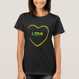 One Liebe One Heart Jamaican Fahne Farben vorne hi T-Shirt