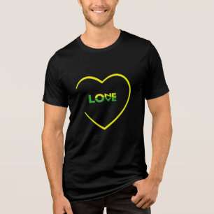 One Liebe One Heart Jamaican Fahne Farben vorne hi Tri-Blend Shirt