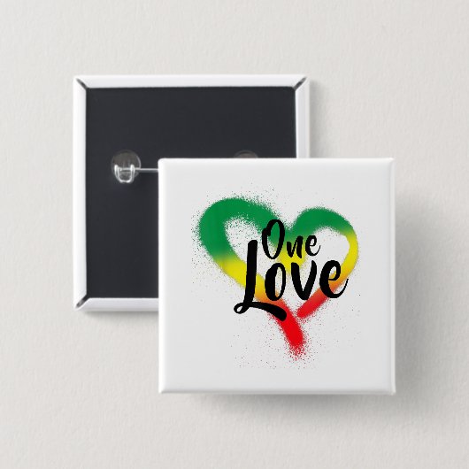 One Liebe One Heart Reggae Vibes Button (Vorne & Hinten)