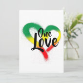 One Liebe One Heart Reggae Vibes Einladung (Stehend Vorderseite)