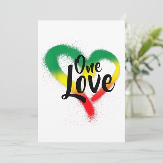 One Liebe One Heart Reggae Vibes Einladung (Stehend Vorderseite)