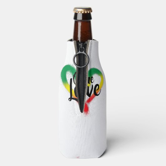One Liebe One Heart Reggae Vibes Flaschenkühler (Flasche Rückseite)