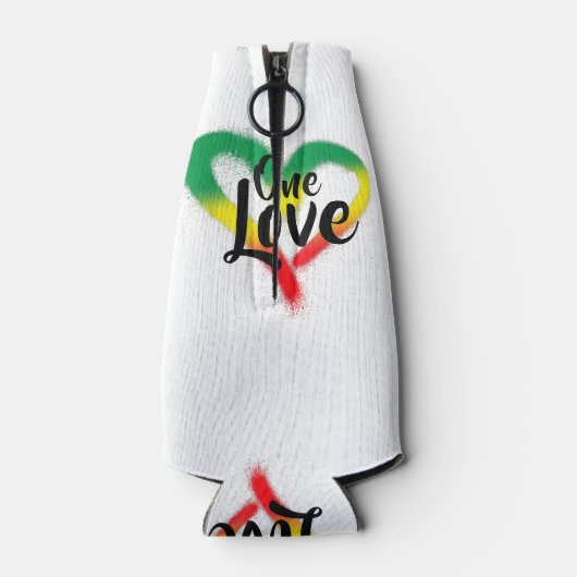 One Liebe One Heart Reggae Vibes Flaschenkühler (Rückseite)