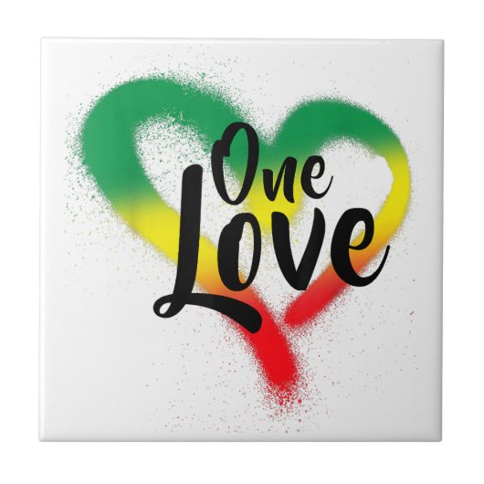 One Liebe One Heart Reggae Vibes Fliese (Vorderseite)