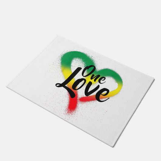 One Liebe One Heart Reggae Vibes Fußmatte (Schrägansicht)