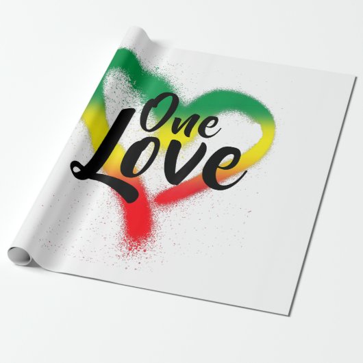 One Liebe One Heart Reggae Vibes Geschenkpapier (Ungerollt)