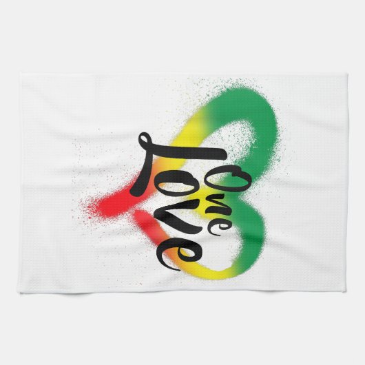 One Liebe One Heart Reggae Vibes Geschirrtuch (Horizontal)