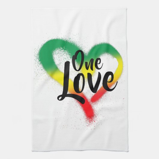 One Liebe One Heart Reggae Vibes Geschirrtuch (Vertikal)