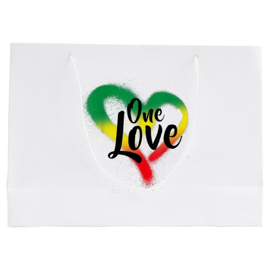 One Liebe One Heart Reggae Vibes Große Geschenktüte (Rückseite)