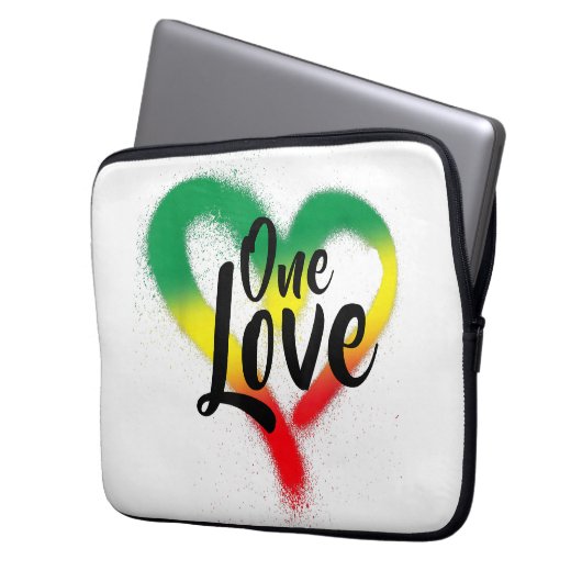 One Liebe One Heart Reggae Vibes Laptopschutzhülle (Vorderseite Links)
