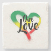 One Liebe One Heart Reggae Vibes Steinuntersetzer (Vorderseite)