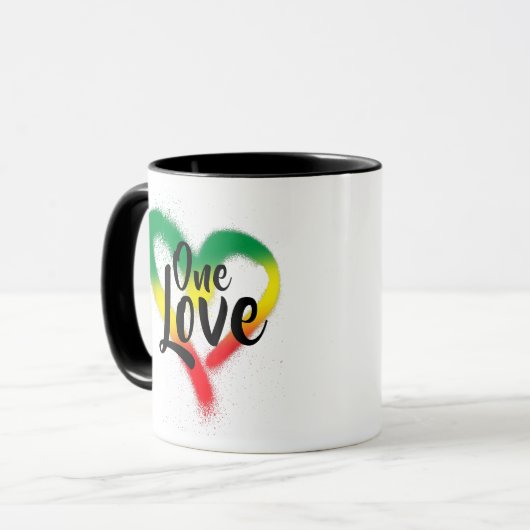 One Liebe One Heart Reggae Vibes Tasse (Vorderseite Links)