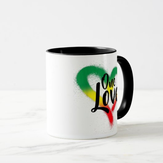 One Liebe One Heart Reggae Vibes Tasse (VorderseiteRechts)