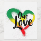 One Liebe One Heart Reggae Vibes Weinetikett (Einzelnes Label)