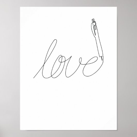 One Line Art Love gezeichnet mit Stift Poster (Vorne)