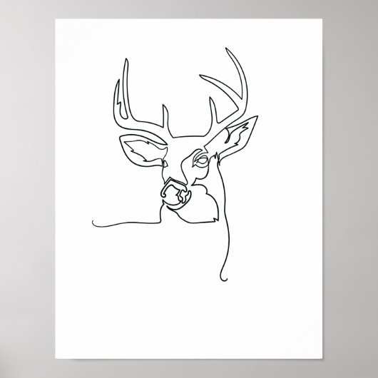One Line Drawing Hirsch Single Art Poster (Vorne)