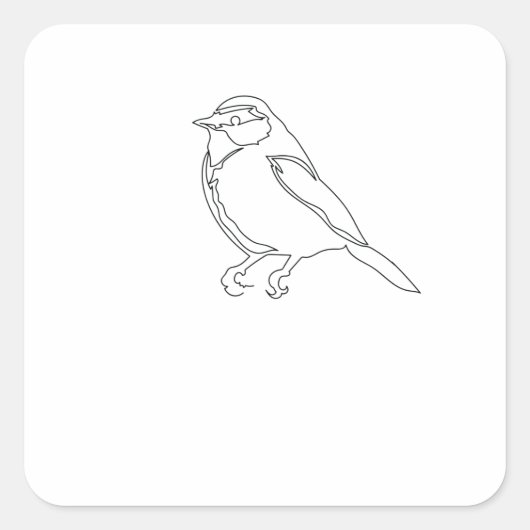 One Line Drawing Vogel Spatz Single Art Quadratischer Aufkleber (Vorderseite)