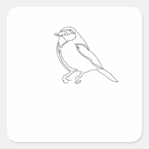 One Line Drawing Vogel Spatz Single Art Quadratischer Aufkleber