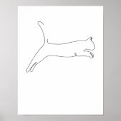One Line Zeichnend Katze springt Single Art Poster (Vorne)