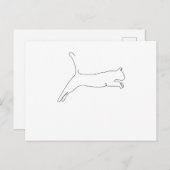 One Line Zeichnend Katze springt Single Art Postkarte (Vorne/Hinten)