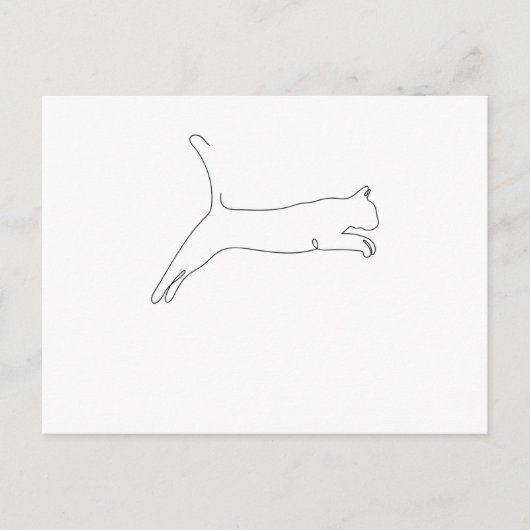 One Line Zeichnend Katze springt Single Art Postkarte (Vorderseite)