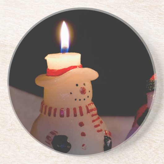 One Lit Snowman Sandstein Untersetzer (Vorne)