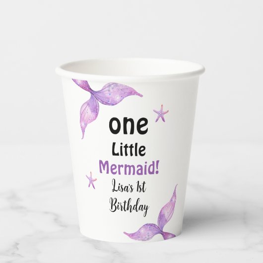 One Little Mermaid 1. Geburtstag Party Pappbecher (Vorderseite)