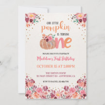 One Little Pumpkin Boho Floral 1. Geburtstag Einla