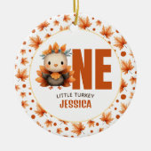 One Little Turkey Thanksgiving 1st Birthday Photo  Keramik Ornament (Vorne)
