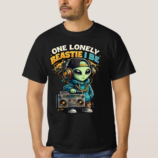 One Lonely Beastie Alien - Funny Hip Hop Alien  T-Shirt (Vorderseite)