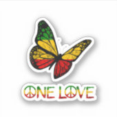 One Love Butterfly Rasta Reggae Peace Aufkleber (Vorderseite)