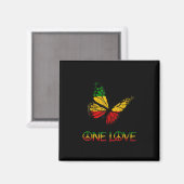 One Love Butterfly Rasta Reggae Peace Magnet (Vorderseite/Rückseite)
