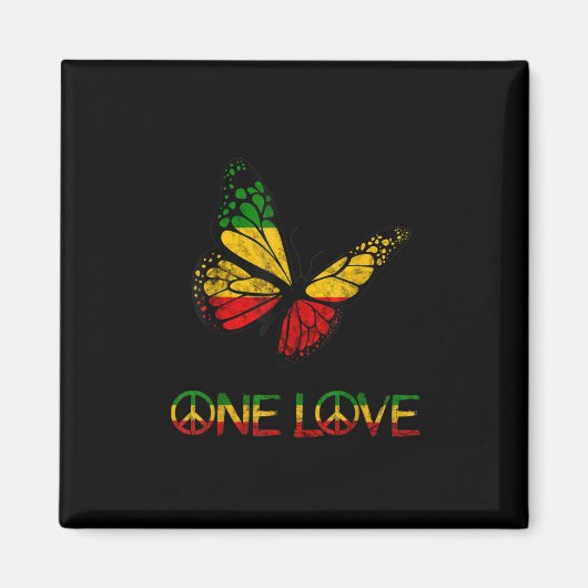 One Love Butterfly Rasta Reggae Peace Magnet (Vorne)