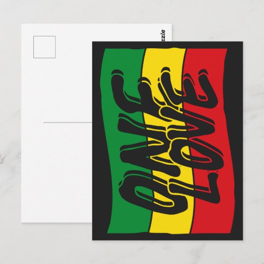 One Love Drapeau Reggae Rasta Postkarte (Vorne/Hinten)