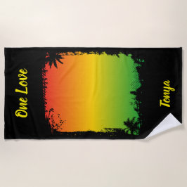 One Love Jamaika Tropischer Sonnenuntergang Strandtuch