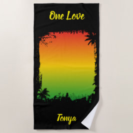 One Love Jamaika Tropischer Sonnenuntergang Strandtuch