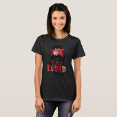 One Love Mama Messy Bun Buffalo Kariert Valentines T-Shirt (Vorne ganz)