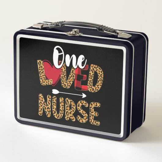 One Love Nurse Leopard Buffalo Karierte Valentine Metall Brotdose (Vorderseite)