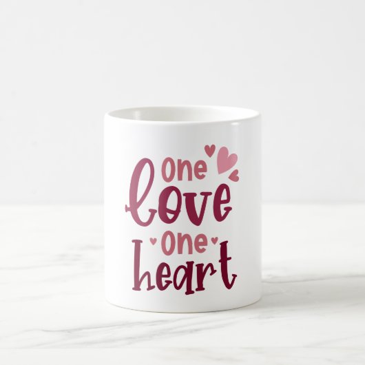 One Love One Heart Valentines Typography Kaffeetasse (Mittel)