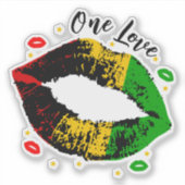 One Love Rasta Lippenstift-Kuss Aufkleber (Vorderseite)