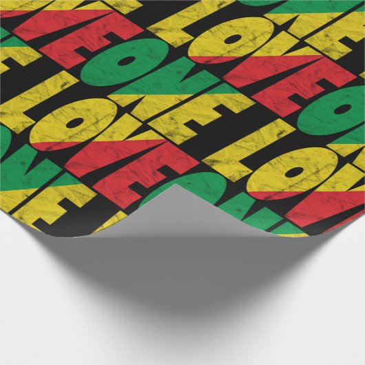 One Love Rasta Reggae Typographic Pattern Geschenkpapier (Ecke)